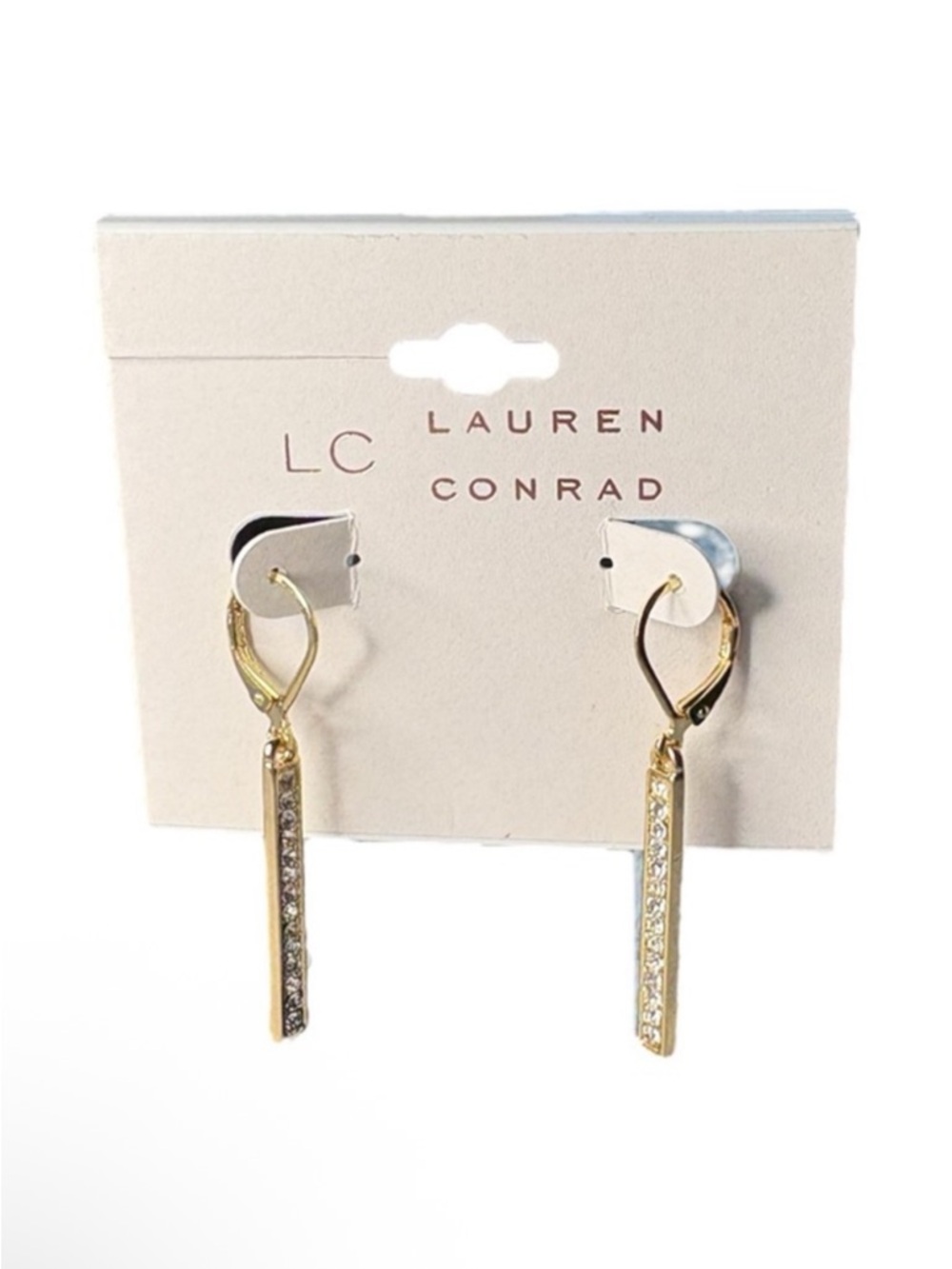 Lauren Conrad Gold Crystal Bar Drop Earrings